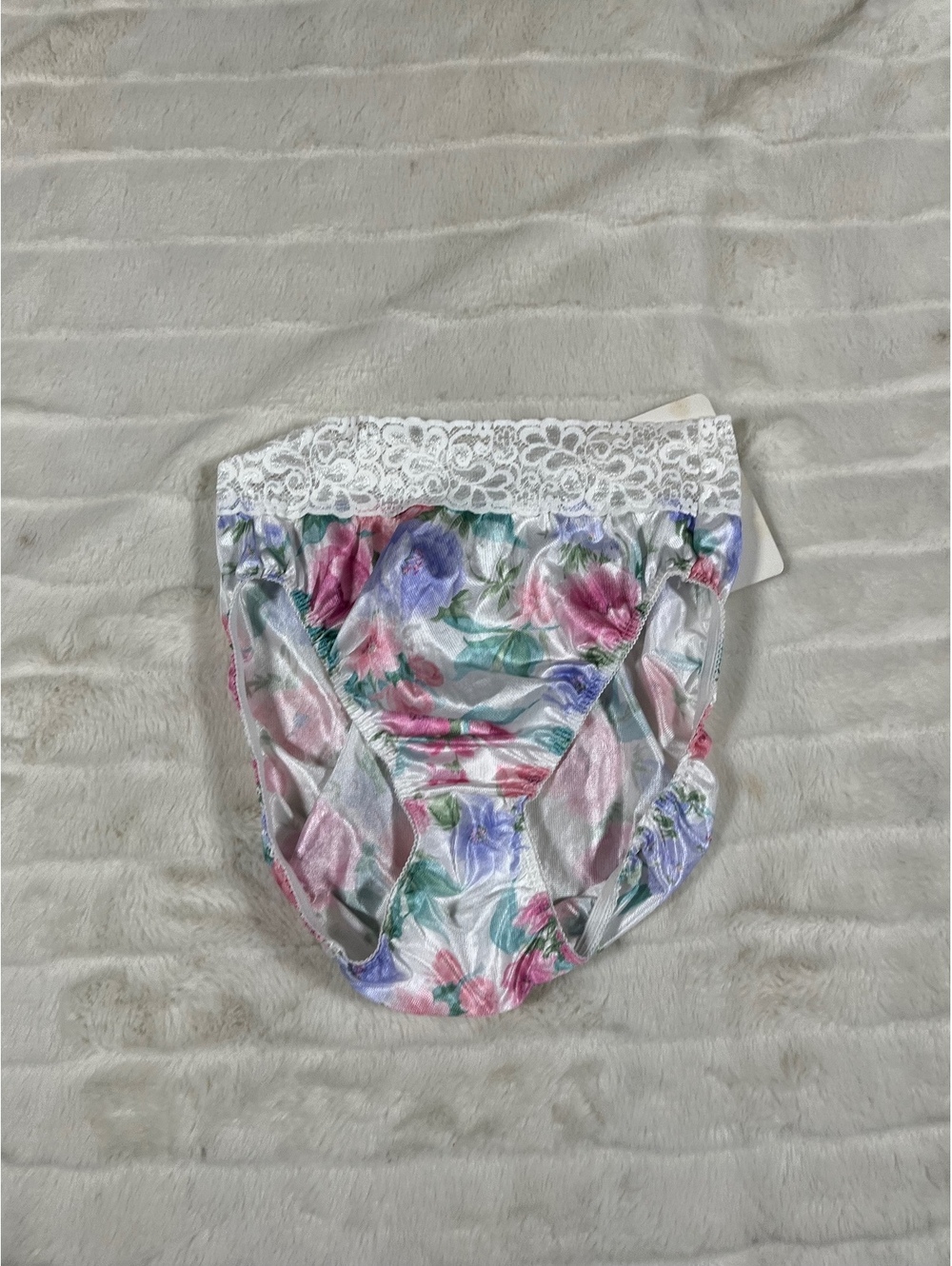 NWT VTG 80s Sears Women's 6 Sentiments High Leg Shiny Floral Lace Trim Underwear